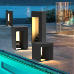 Baliza de jardín exterior negra IP65 rectangular de diseño moderno