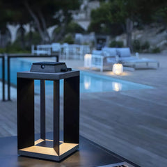 Lámpara solar de pie para exterior LED IP65 portátil con marco rectangular