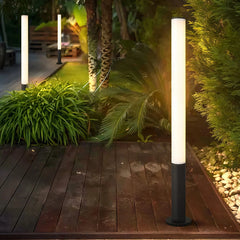 Baliza de exterior jardín LED cilíndrica negra IP65 moderna