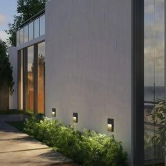 Baliza empotrable exterior LED IP65 con sensor de movimiento rectangular negra moderna