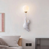 Aplique infantil moderno blanco con osito y globo, luz suave para dormitorio