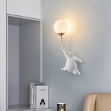 Aplique infantil moderno blanco con osito y globo, luz suave para dormitorio