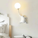 Aplique infantil moderno blanco con osito y globo, luz suave para dormitorio