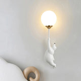 Aplique infantil moderno blanco con osito y globo, luz suave para dormitorio