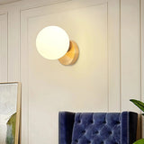 Aplique de pared esfera LED de vidrio con metal dorado para dormitorio