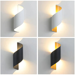 Aplique de pared exterior bidireccional LED moderno IP65 de aluminio en espiral
