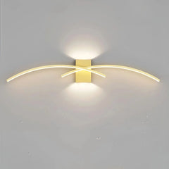 Aplique de pared moderno LED de metal con diseño curvo para dormitorio