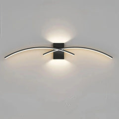 Aplique de pared moderno LED de metal con diseño curvo para dormitorio