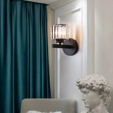 Aplique de pared cristal moderno LED negro elegante para salón