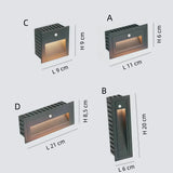 Aplique empotrable exterior moderno de metal con LED sensor de movimiento IP65 para escaleras
