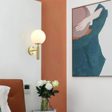 Aplique pared con bola de vidrio blanca LED moderno para mesita de noche