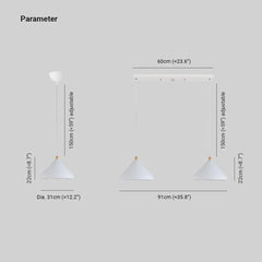 Luz colgante de comedor de sombra en forma de cono negro Luz