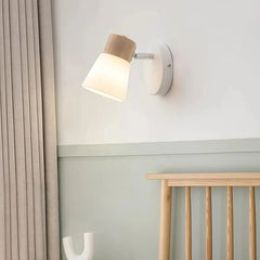 Aplique de pared nórdico LED orientable de vidrio blanco para dormitorio