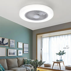 Ventilador de techo redondo con luz led moderno silencioso y con temporizador para dormitorio