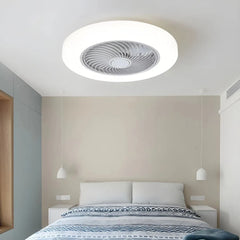 Ventilador de techo redondo con luz led moderno silencioso y con temporizador para dormitorio