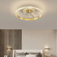 Ventilador de techo con diseño de flor dorado silencioso para dormitorio Ø50 cm