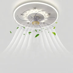 Ventilador de techo redondo con luz LED silencioso diseño moderno para dormitorio