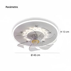 Ventilador de techo redondo con luz LED silencioso diseño moderno para dormitorio