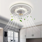 Ventilador de techo redondo con luz LED silencioso diseño moderno para dormitorio