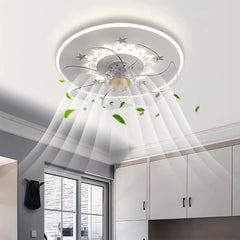 Ventilador de techo redondo con luz LED silencioso diseño moderno para dormitorio