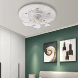 Ventilador de techo redondo con luz LED silencioso diseño moderno para dormitorio
