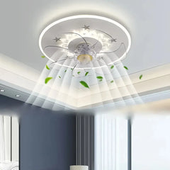 Ventilador de techo redondo con luz LED silencioso diseño moderno para dormitorio