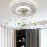 Ventilador de techo redondo con luz LED silencioso diseño moderno para dormitorio