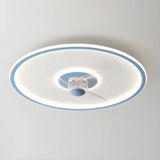 Ventilador de techo redondo con luz LED moderno función verano invierno dormitorio