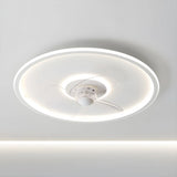 Ventilador de techo redondo con luz LED moderno función verano invierno dormitorio