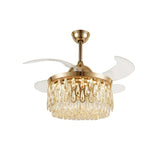 Ventilador de techo con luz LED y aspas plegables dorado con cristal Ø107 cm