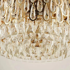Ventilador de techo con luz LED y aspas plegables dorado con cristal Ø107 cm