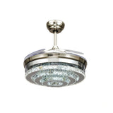 Ventilador de techo cristal LED con aspas retráctiles para salón Ø48 cm