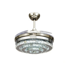 Ventilador de techo cristal LED con aspas retráctiles para salón Ø48 cm