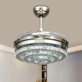 Ventilador de techo cristal LED con aspas retráctiles para salón Ø48 cm