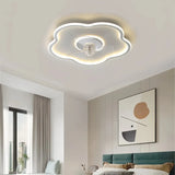 Ventilador de techo moderno silencioso con luz LED regulable para dormitorio