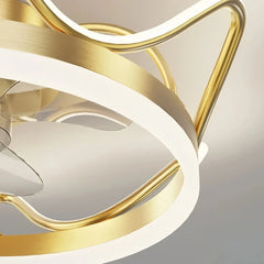 Ventilador de techo de diseño moderno silencioso dorado para dormitorio Ø50 cm