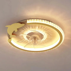 Ventilador de techo infantil con luz LED y motor DC silencioso dorado