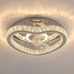 Ventilador de techo de cristal con luz LED silencioso de lujo Ø50 cm para dormitorio