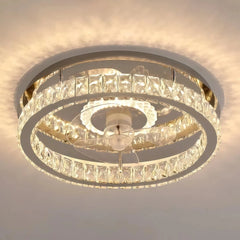 Ventilador de techo de cristal con luz LED silencioso de lujo Ø50 cm para dormitorio