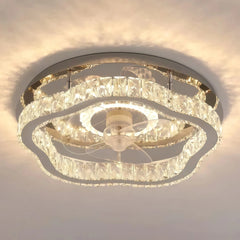 Ventilador de techo de cristal con luz LED silencioso de lujo Ø50 cm para dormitorio