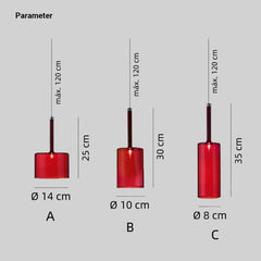 Lámpara colgante cilíndrica de vidrio moderna regulable en altura para comedor
