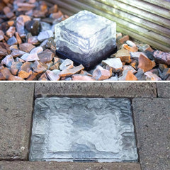 Lámpara decorativa exterior solar LED IP65 de suelo con efecto hielo