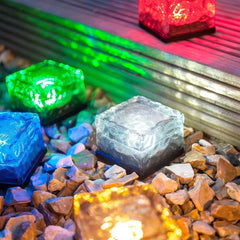 Lámpara decorativa exterior solar LED IP65 de suelo con efecto hielo