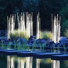 Lámpara decorativa exterior LED IP65 moderna de fibra óptica efecto junco para jardín