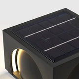 Sobremuro de jardín solar LED IP65 rectangular de metal negro para pilar
