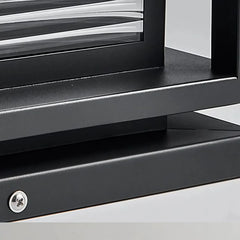 Baliza sobremuro exterior LED IP65 de vidrio y metal negra para jardín