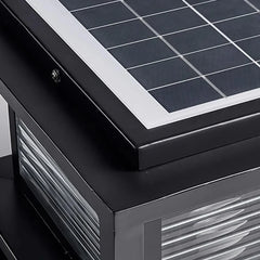 Baliza sobremuro exterior LED IP65 de vidrio y metal negra para jardín