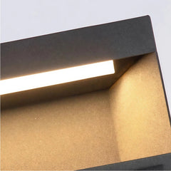 Lámpara solar sobremuro LED IP65 de metal con diseño rectangular para pilar