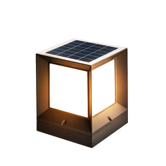 Lámpara sobremuro solar LED IP65 rectangular moderna negra para pilar