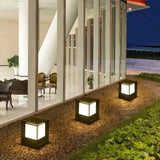 Lámpara sobremuro solar LED IP65 rectangular moderna negra para pilar